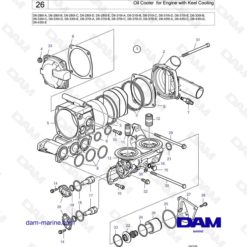 Parts And Exploded Views For Volvo Penta D6-370D-D Engine